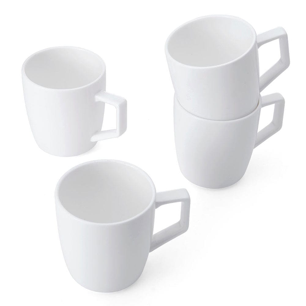 Solid Grey Stoneware Coffee Mug Set Of 4 With White Rim - 370ml Tea Cups For Home Or Office, Abstract Pattern