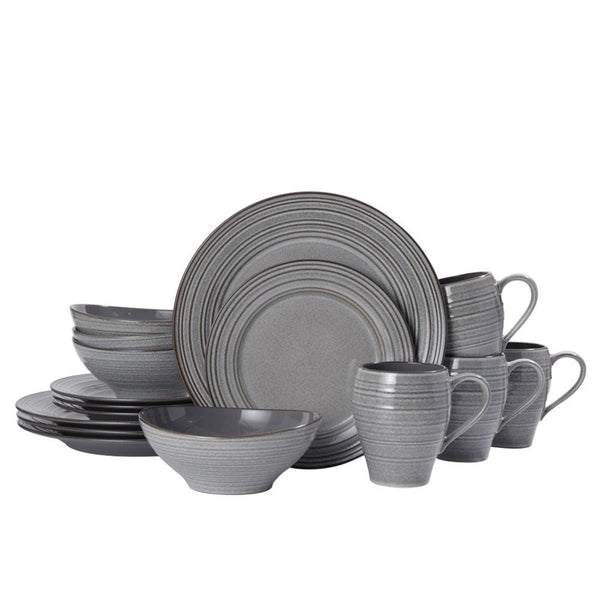 Swirl Speckle Graphite 16 Piece Dinnerware Set, Service for 4