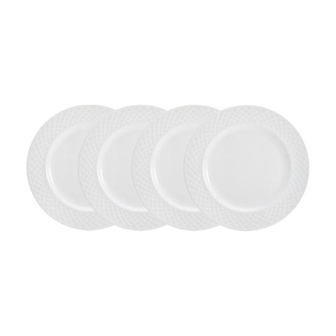 Trellis White Set of 4 Appetizer Plates