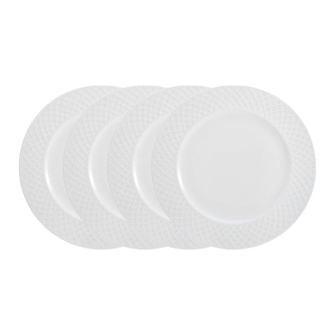 Trellis White Set of 4 Dinner Plates